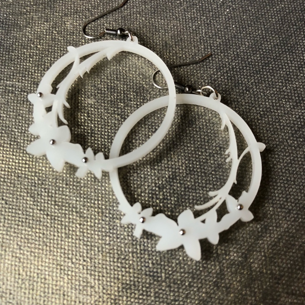 Handmade Lasercut Floral Studded Hoop Earrings